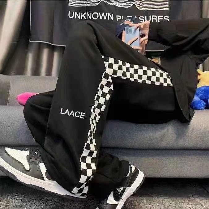 Quần Dài Ống Rộng Họa Tiết Caro Phong Cách Thời Trang Dành Cho Nam Và Nữ