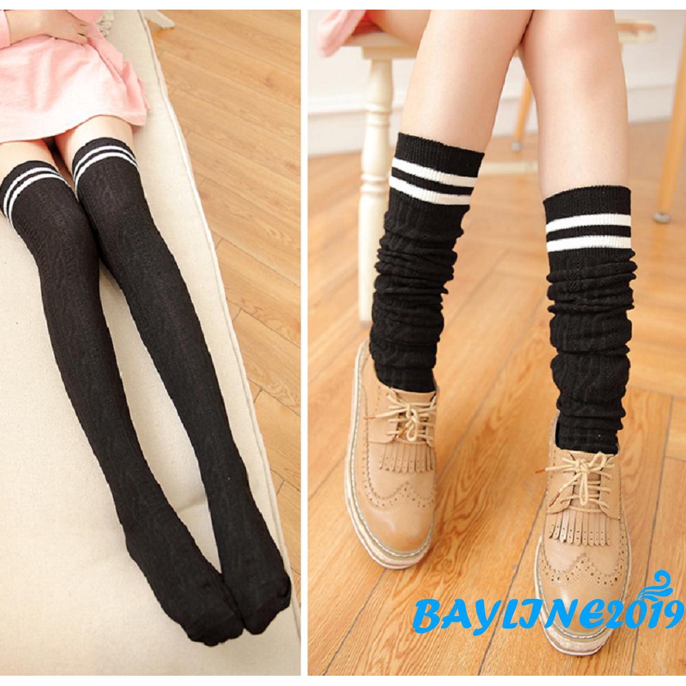 Tất chân cotton cao qua gối giữ ấm thời trang cho nữ