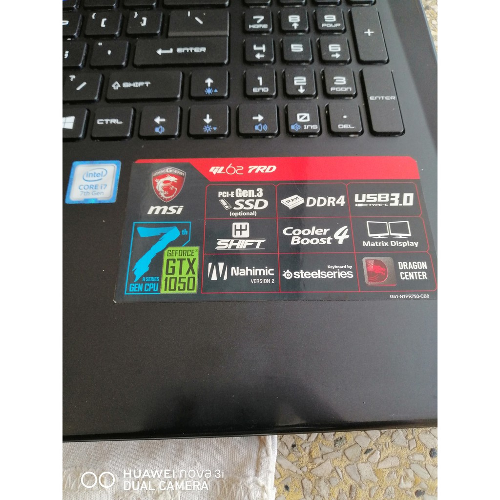 Laptop Gaming MSI GL62 7RD Tặng luôn balo i7 7700HQ/ Ram 16GB/ GTX 1050 2GB/ SSD Samsung M2 128GB /HDD HGST 1TB 7200Rpm | BigBuy360 - bigbuy360.vn