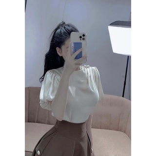 Áo lụa đính cúc vai