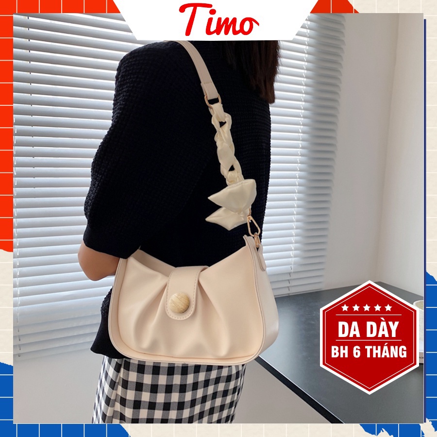 Túi xách nữ, Túi đeo chéo nữ thời trang có mặt cúc nhựa dây nơ quấn xinh xắn phong cách Hàn Quốc TX004