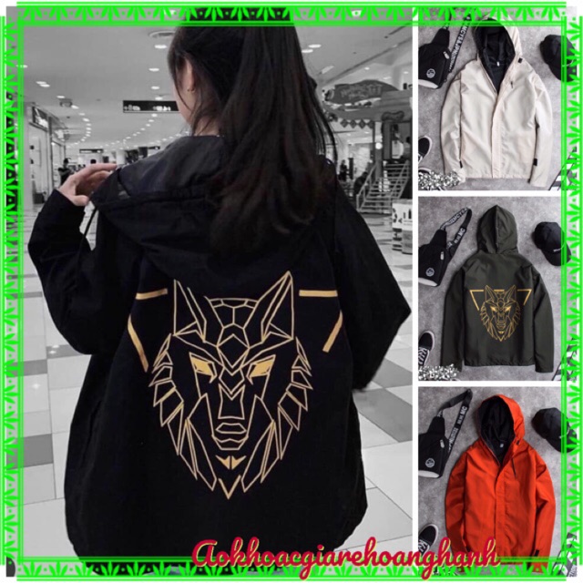 Áo khoác dù nam nữ unisex đầu sói Handes có size lớn- ảnh thật