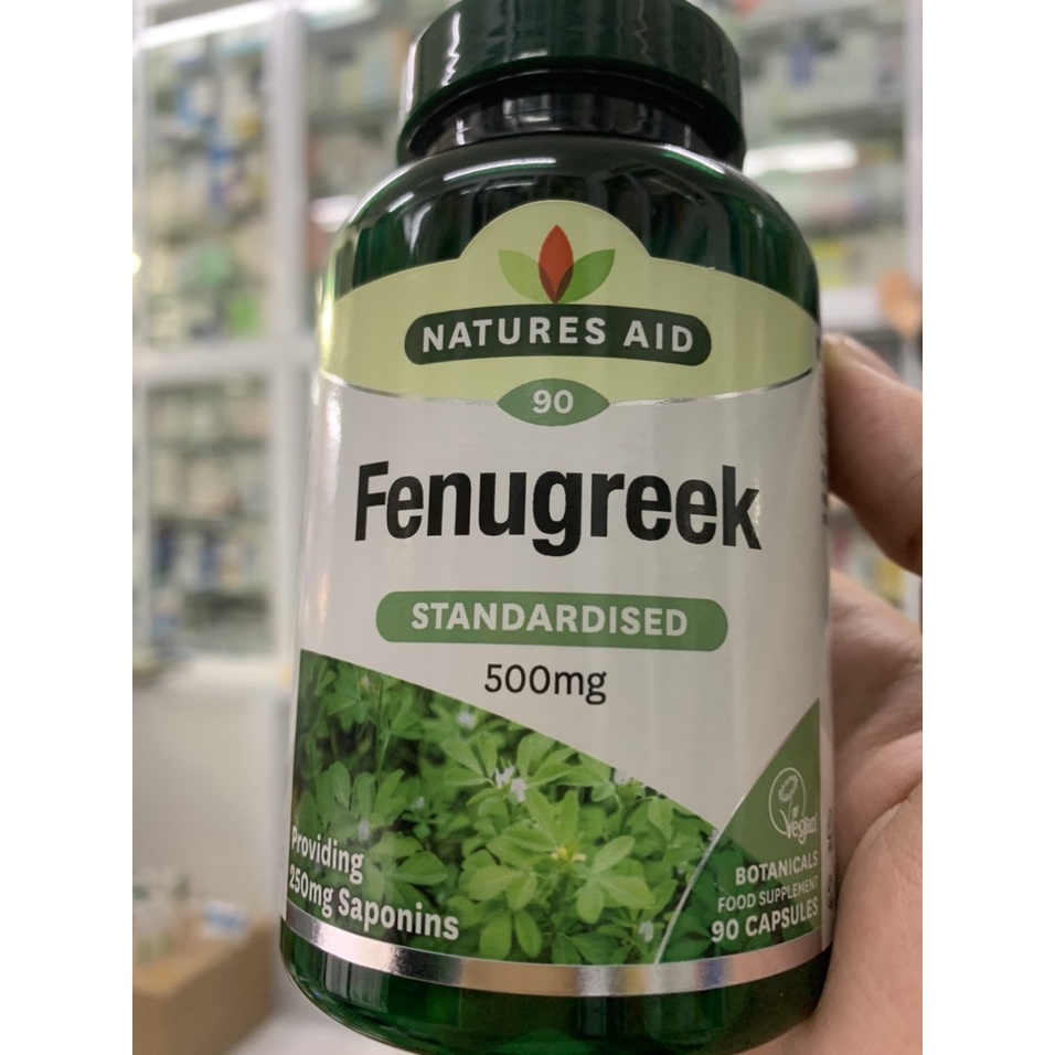 Cỏ Lợi Sữa Natures Aid Fenugreek 500mg - 90 viên - Nội Địa Anh - Mẫu mới - Hoàn toàn tự nhiên