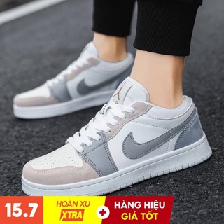 Giày jordan cổ thấp paris màu xám gót xanh nam nữ, giày jordan 1 low paris xám nhạt bản đẹp