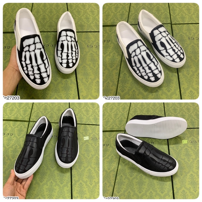 Giầy Slipon PP in Hình Bàn tay - Giày PP in Hình Xương cho Nam