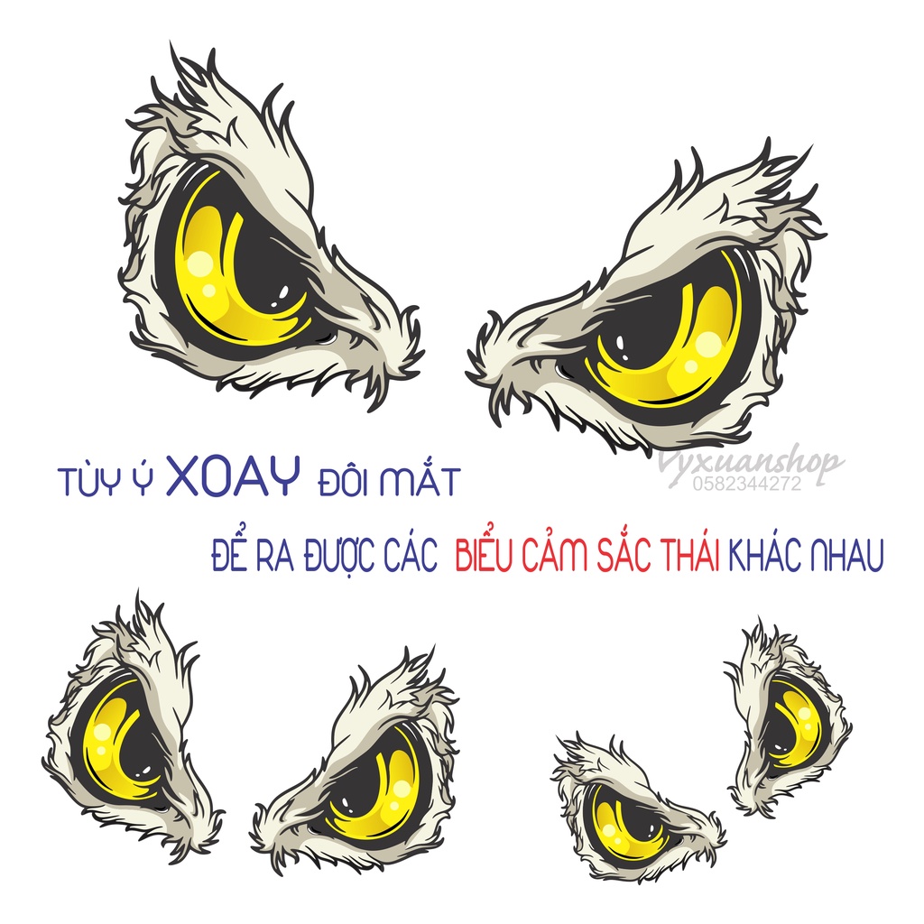 Decan tem đôi mắt đại bàng 3d trang trí xe tải, xe ô tô, xe máy chịu được nắng mưa