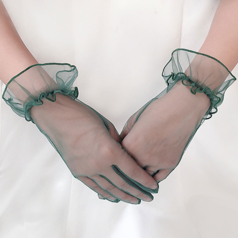 Găng Tay Vải Tuyn Hở Ngón Phong Cách Vintage Cho Nữ