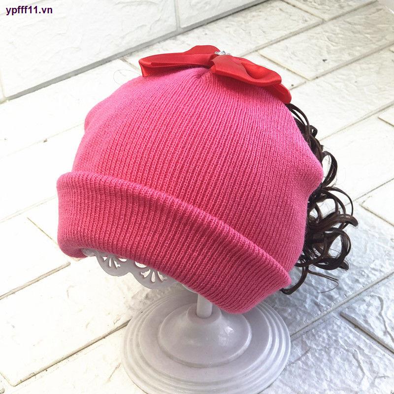 Mũ trùm đầu kèm tóc giả xoăn xinh xắn cho bé gái chất lượng cao