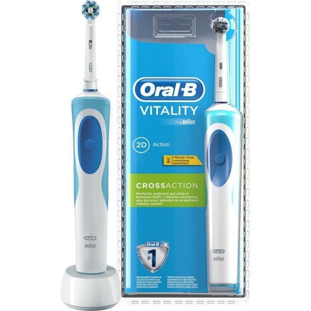 Bàn chải đánh răng điện OralB Vitality Crossaction làm trắng răng( BHanh 6th) + nắp bảo vệ đầu bàn chải