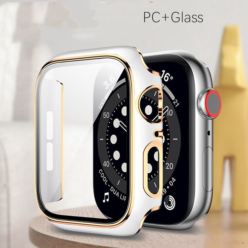 Ốp kính cường lực PC bảo vệ màn hình đồng hồ thích hợp cho Apple Watch SE 6 5 4 3 2 1 38 40 42 44mm chất lượng cao