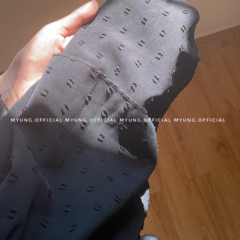 MYUNG - Đầm trễ vai 2 tầng vải voan thêu hạt nổi eo nhún - PHOEBE DRESS | BigBuy360 - bigbuy360.vn