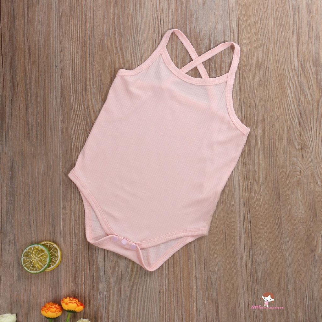 Áo Liền Thân Hai Dây Màu Trơn Xinh Xắn Cho Bé Gái