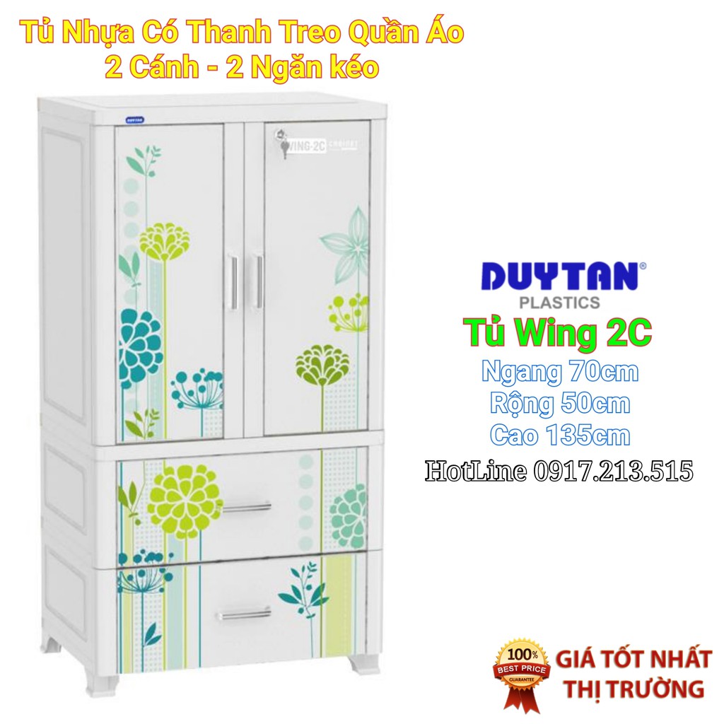 Tủ Nhựa Duy Tân Wing 2C-2N - Màu Trắng