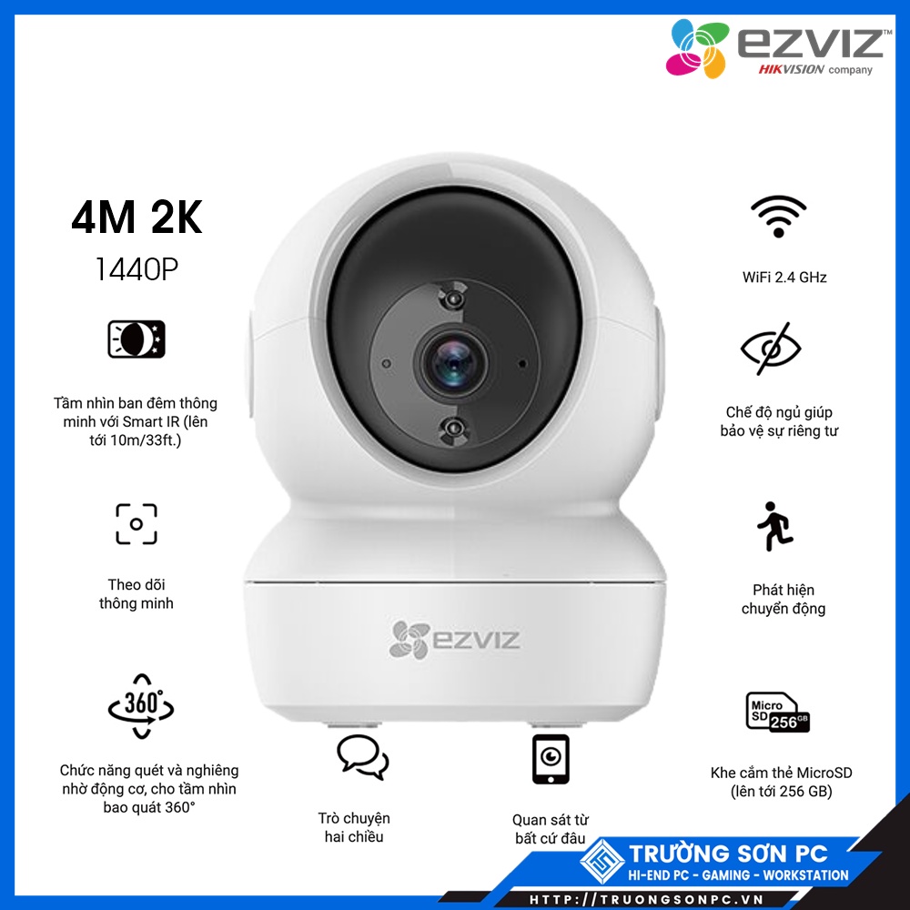 Camera IP Wifi EZVIZ C6N CSCV246 Ez360 4M QHD 2K 1440P | Chính Hãng Bảo Hành 24 Tháng