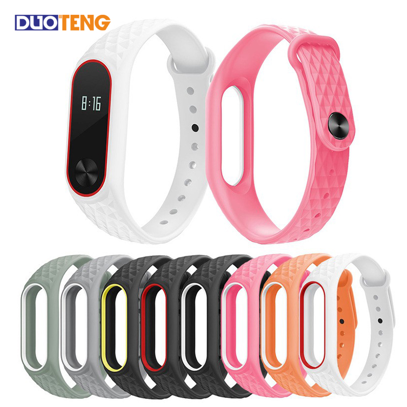 Duo Teng Dây Đeo Thay Thế Chất Liệu Silicon Màu Trơn Cho Xiaomi Mi Band 2