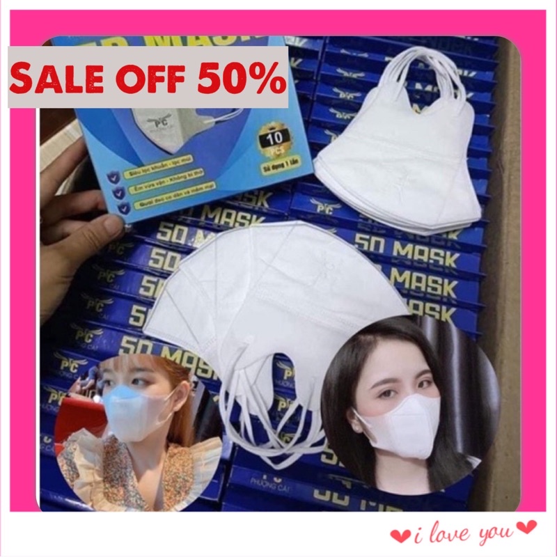 Khẩu trang 5D thời trang kháng khuẩn ôm sát mặt - sang xịn mịn hộp 10 cái