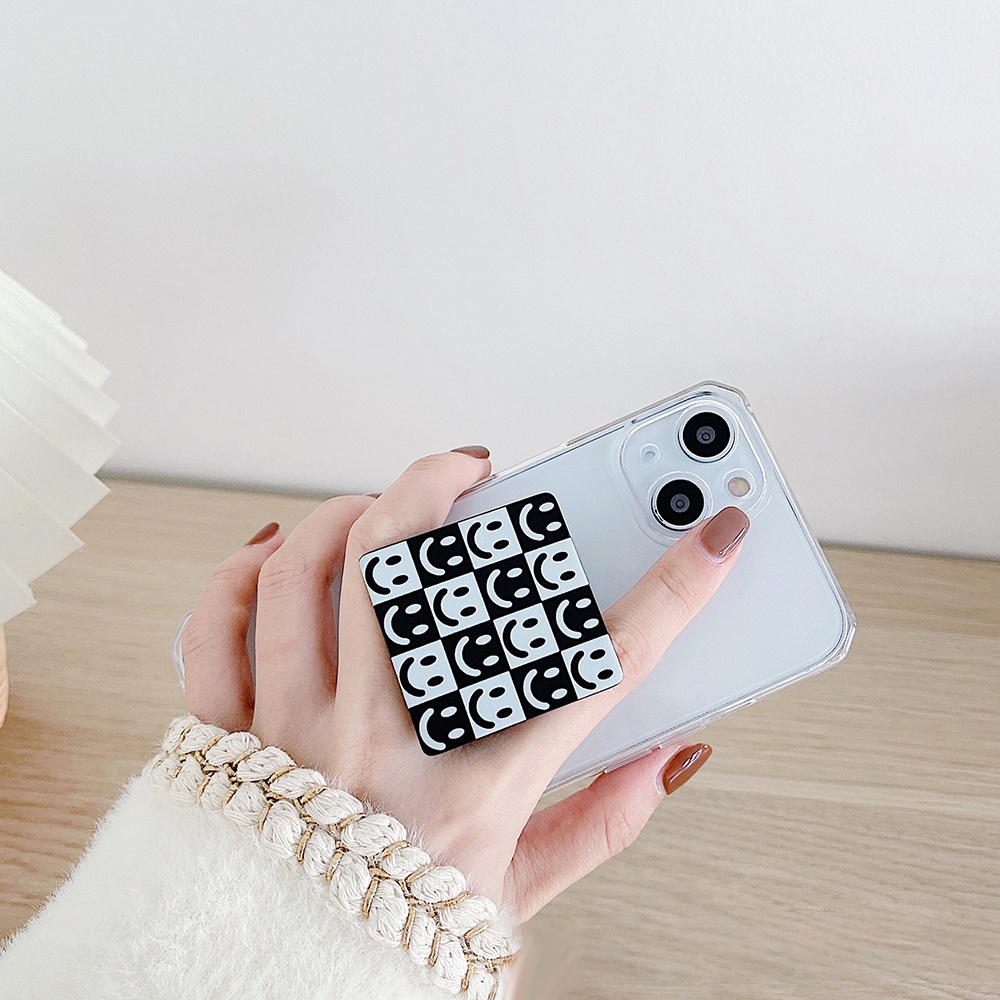 Cod Qipin Giá Đỡ Điện Thoại Hình Vuông Kẻ Sọc Caro Trắng Đen Chống Thất Lạc Có Thể Gập Lại