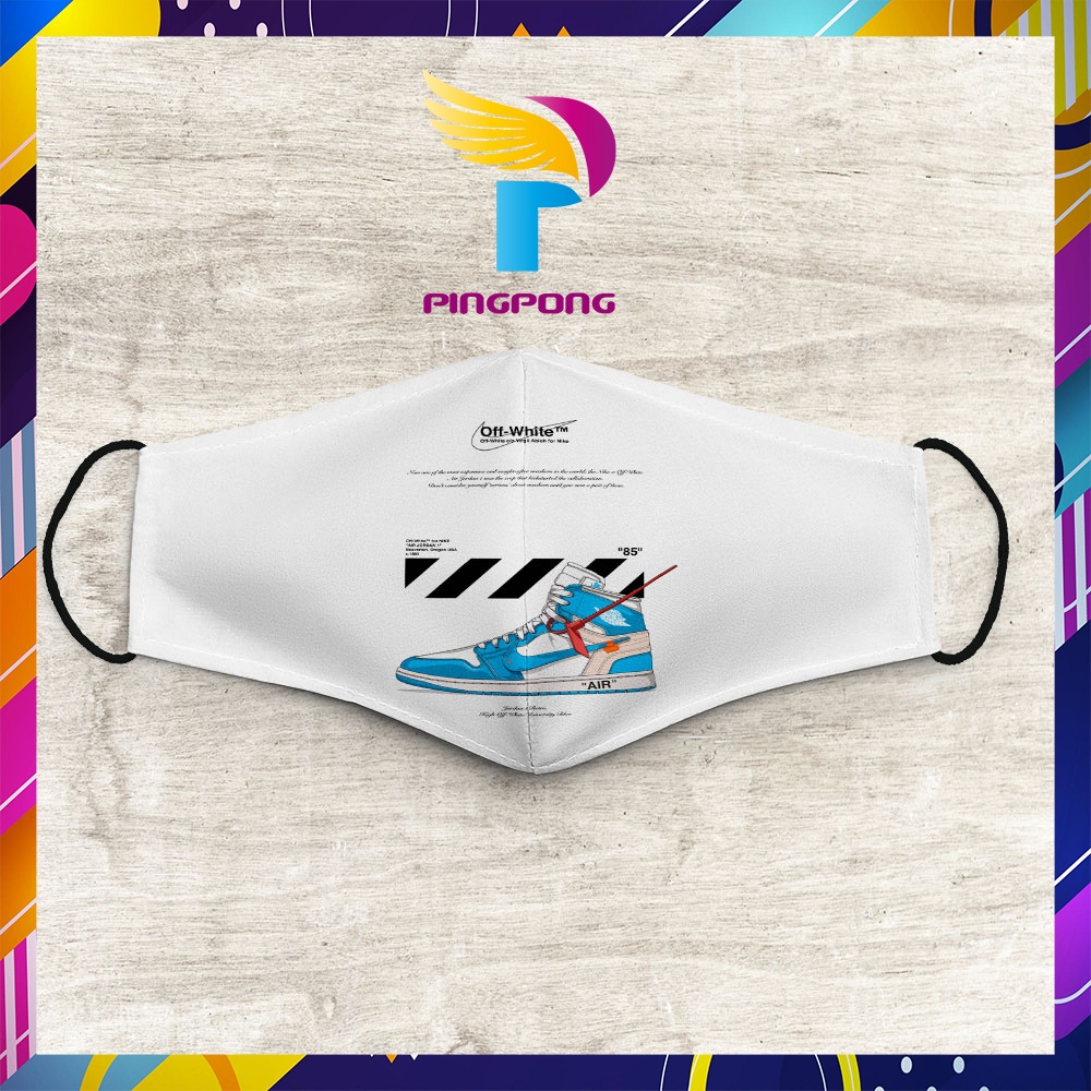 Khẩu Trang Vải Giá Rẻ O.f.f_W.h.i.t.e_ 12 PingPong Dây Đeo Mềm Chuyên Dụng, Đeo Thoải Mái, Không Đau Tai, Thoáng Khí