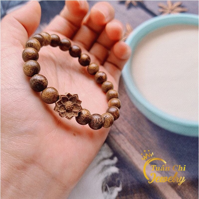 Vòng Tay Trầm Hương Mix Hoa Sen 💥 HÀNG CHUẨN💥 Vòng Trầm Hương Tự Nhiên Tặng Kèm Hộp Gấm.Sang Trọng.