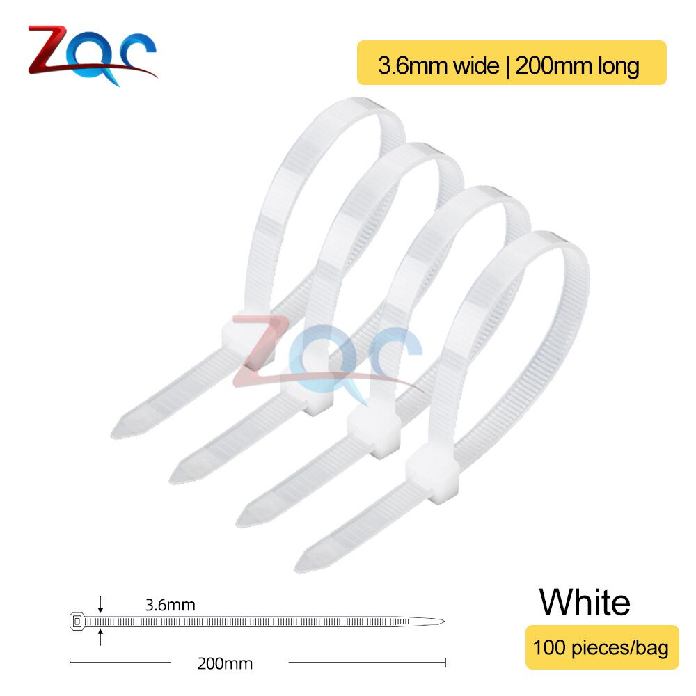Bộ 100 Dây Rút Tự Khóa Bằng Nhựa Nylon 4x200 5x200