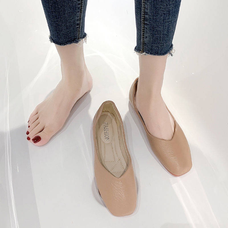 Giày mũi tròn Giày Búp Bê Mũi Vuông Đế Mềm Chống Trượt Thời Trang Xuân Hè