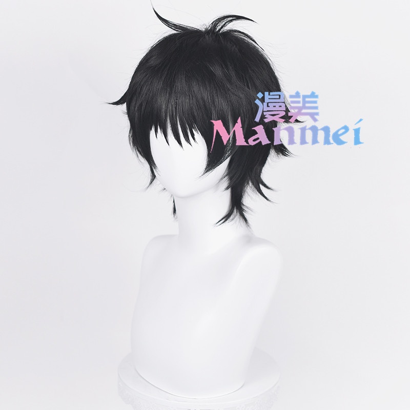 Manmei Anime Jujutsu Kaisen Yuta Okkotsu Cosplay Wig 30cm Black Short Hair Heat Resistant Synthetic Wigs