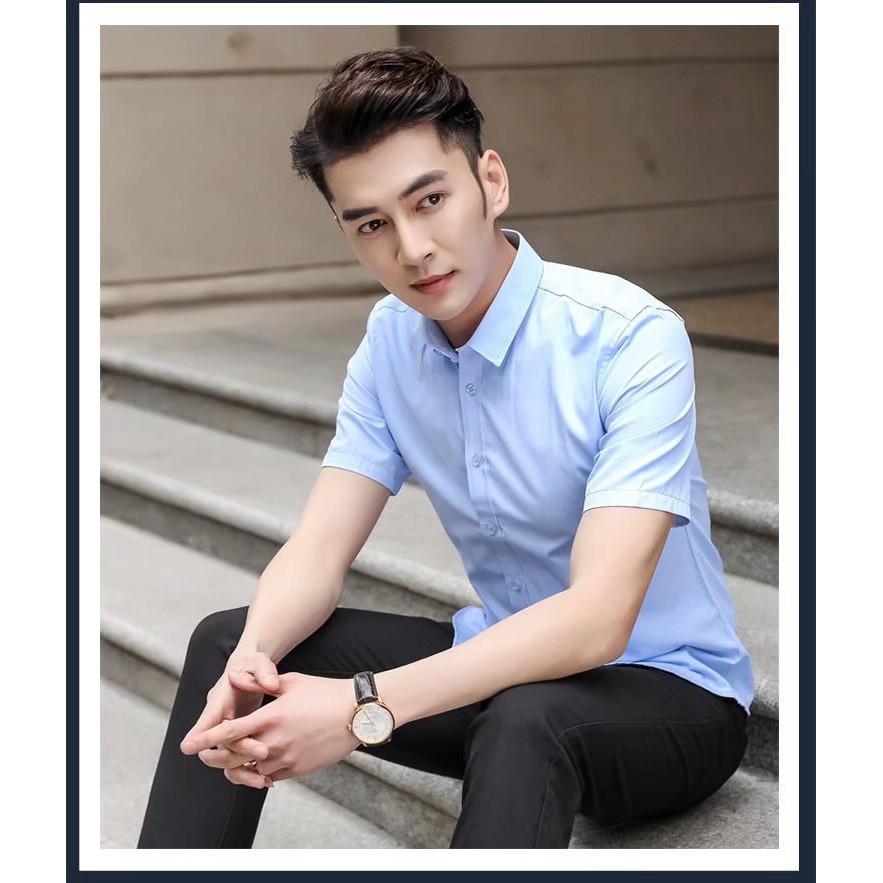 Áo Sơ Mi Vải Lụa Trơn Ngắn Tay SMC Không Nhăn | BigBuy360 - bigbuy360.vn