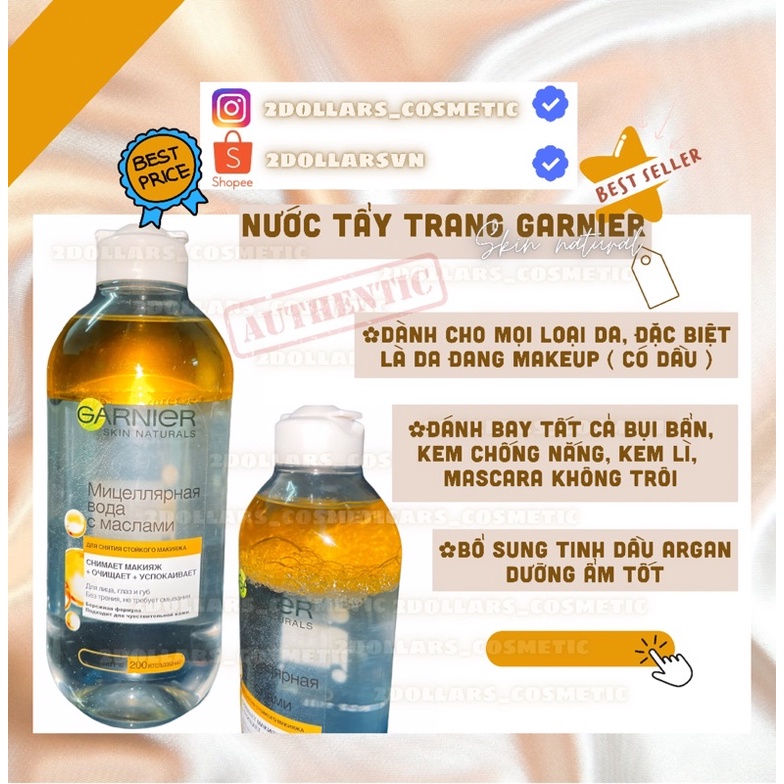 Nước Tẩy Trang Garnier Hàng Nội Địa Nga - Garnier Micellar Cleansing Water 400ml