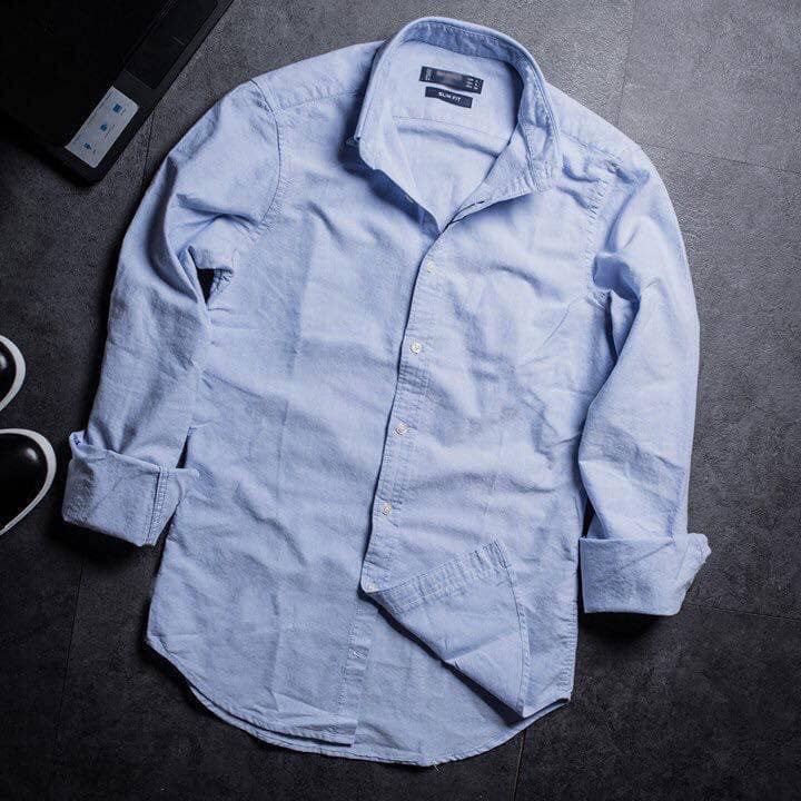 Áo sơ mi nam Oxford dài tay slimfit cao cấp màu Trăng