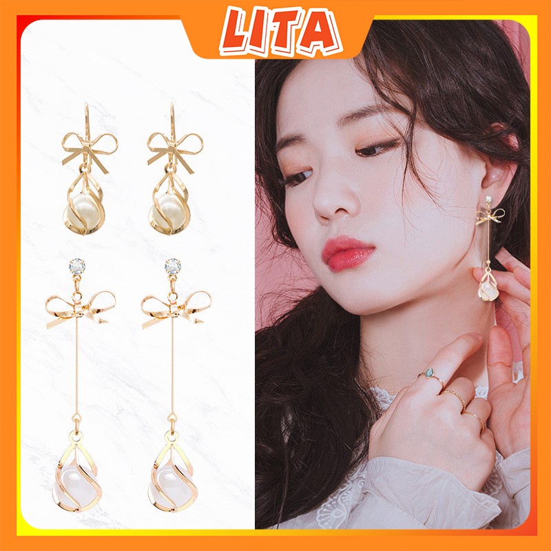 Bông tai đính đá mắt mèo sành điệu kiểu dáng đáng yêu thích hợp đi dạo phong cách cá tính - [LiTa Stores]