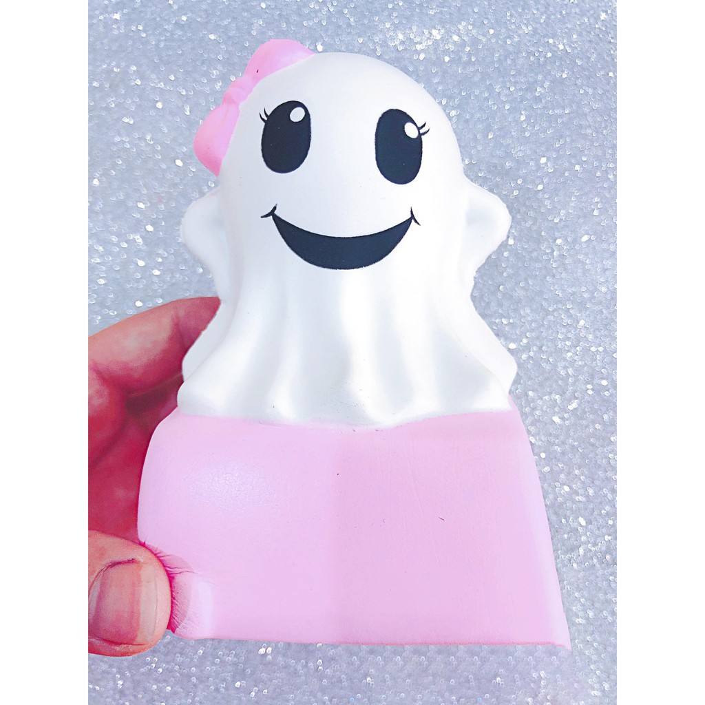 SQUISHY BÚP BÊ ĐEO NƠ HỒNG TẶNG KÈM BAO BÌ GHOST- SQUISHY MA HỒNG ĐÁNG YÊU