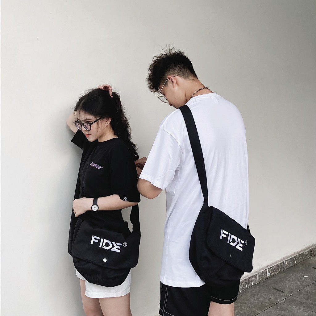Túi tote vải đeo chéo canvas unisex cao cấp đựng vừa khổ a4 đi học đi chơi Hàn Quốc