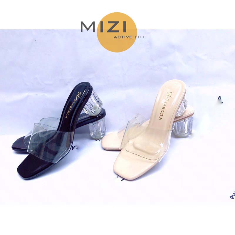 Dép nữ thời trang quai ngang trong đẹp 5 phân đế vuông giá rẻ Mizi GU75