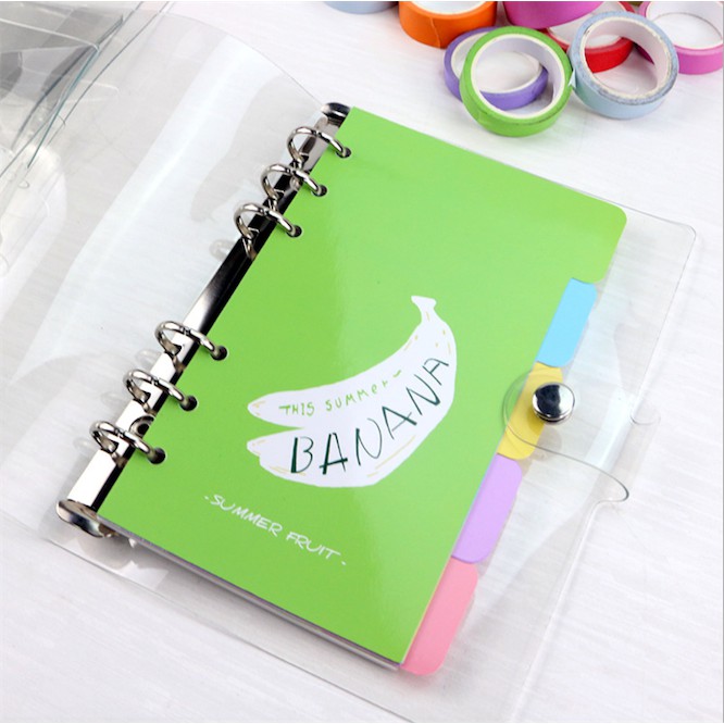 Bìa Sổ Tay Trong Suốt 6 Lỗ Gắn Khổ A5/A6/A7