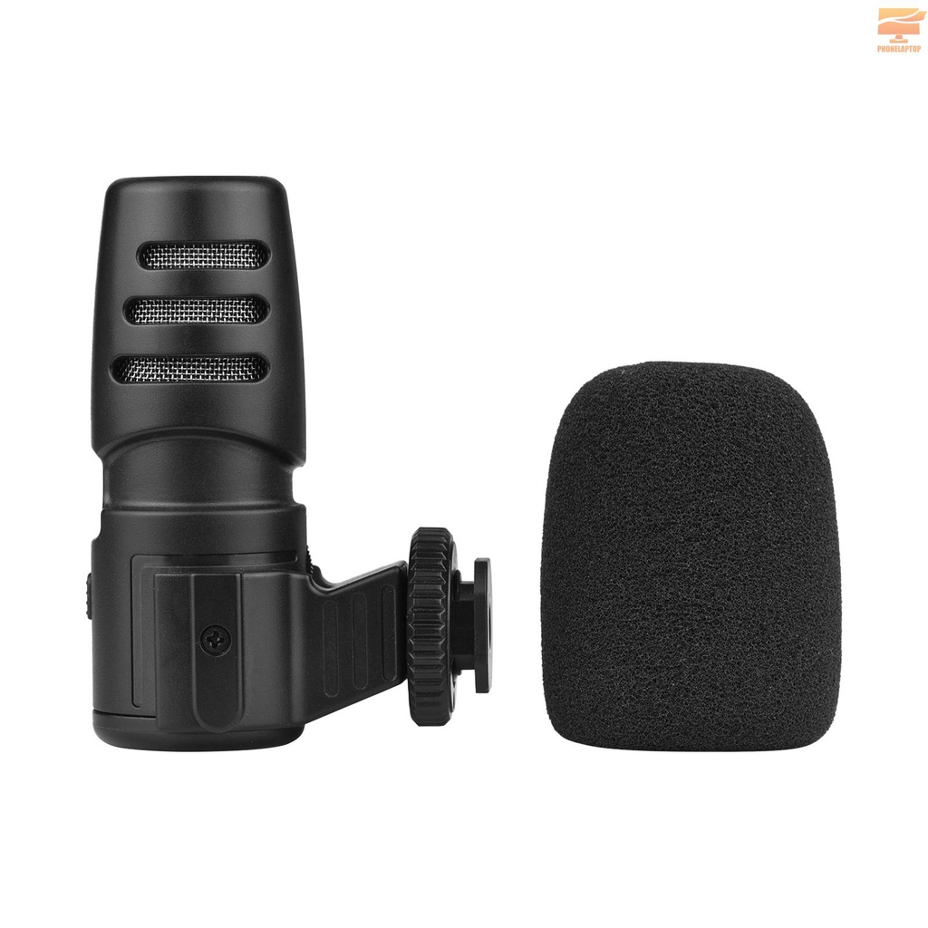 Lapt On-camera Cardioid Video Record Microphone with 3.5mm Monitoring Jack Volume Control Foam Windshield 1/4-inch Cold Shoe Mount with Built-in 110mAh Battery for DSLR Camera Recording