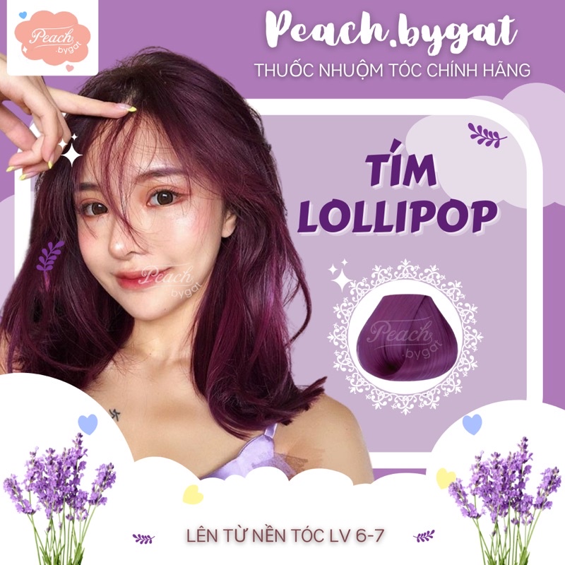 Thuốc nhuộm tóc TÍM LOLLIPOP không cần sử dụng thuốc tẩy tóc của Peach.bygat