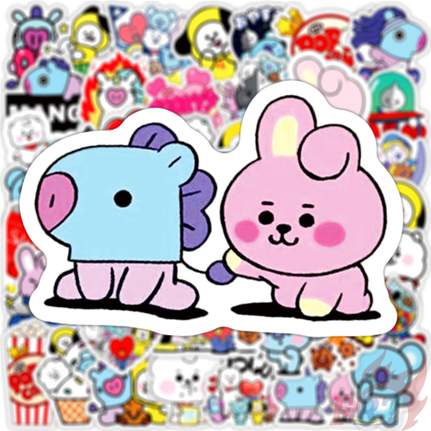 Set 50 Miếng Dán Trang Trí Phong Cách Nhóm Nhạc Bts Bt21 Series 04