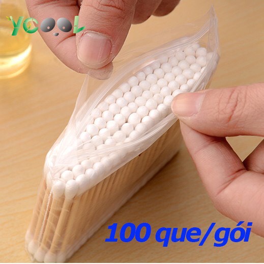 Tăm bông thân gỗ cao cấp an toàn cho bé và người lớn, bông ngoáy tai, vệ sinh tai