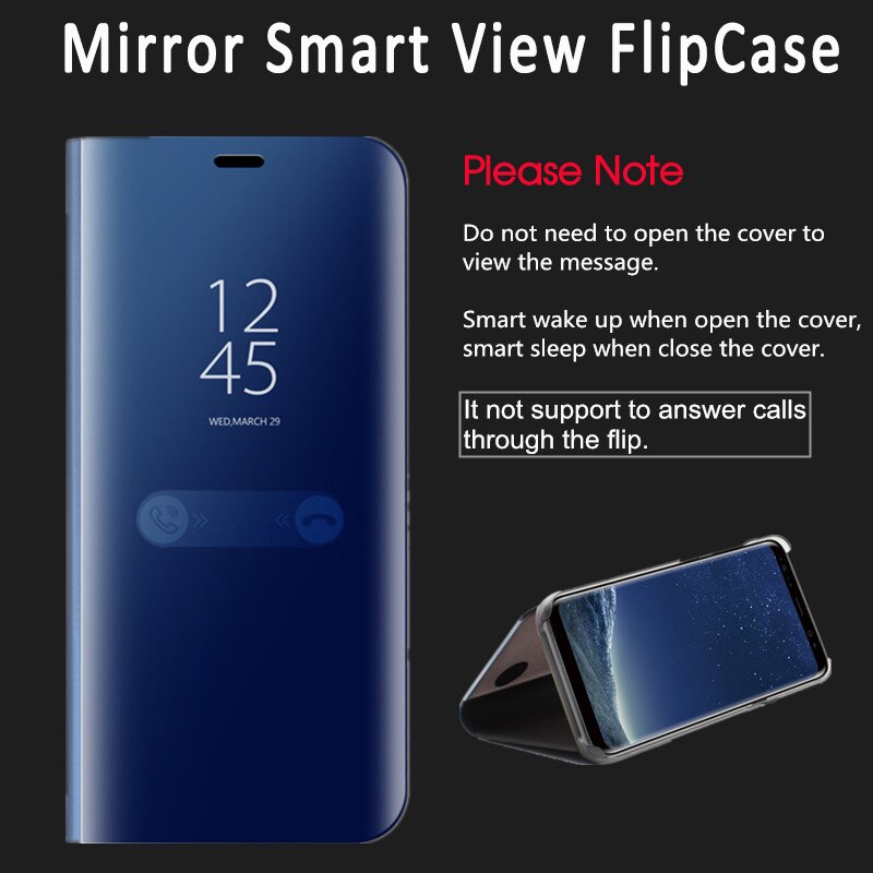 Ốp Lưng Nắp Gập Màu Trơn Có Mặt Gương Phía Trước Cho Xiaomi Note Redmi 7 6 Pro 5 Globl Redmi Go 7a K20 Pro Xiaomi Mi 9t Pro A2 Lite A1 8