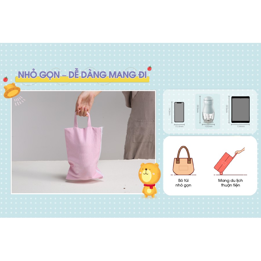 [ CHÍNH HÃNG-BẢO HÀNH 18 THÁNG] Máy Xay Ăn Dặm Bear 0.3L, Máy Xay Đa Năng Nhỏ Gọn, An Toàn, Dễ Sử Dụng Babibu - MXB0.3