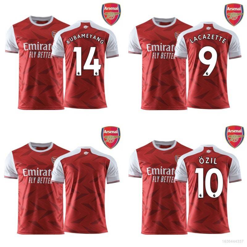 Áo Thun Đá Banh Lacazette Ozil Aubameyang Đội Tuyển Arsenal 2020-2021