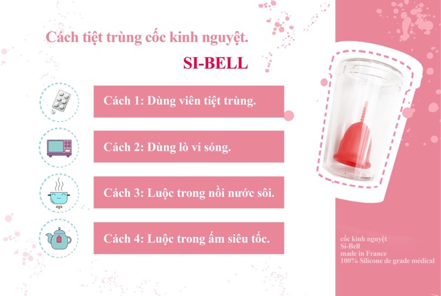 Cốc nguyệt san Sibell plus nhập khẩu. Tặng cốc tiệt trùng, viên tiệt trùng, cọ vệ sinh cốc.