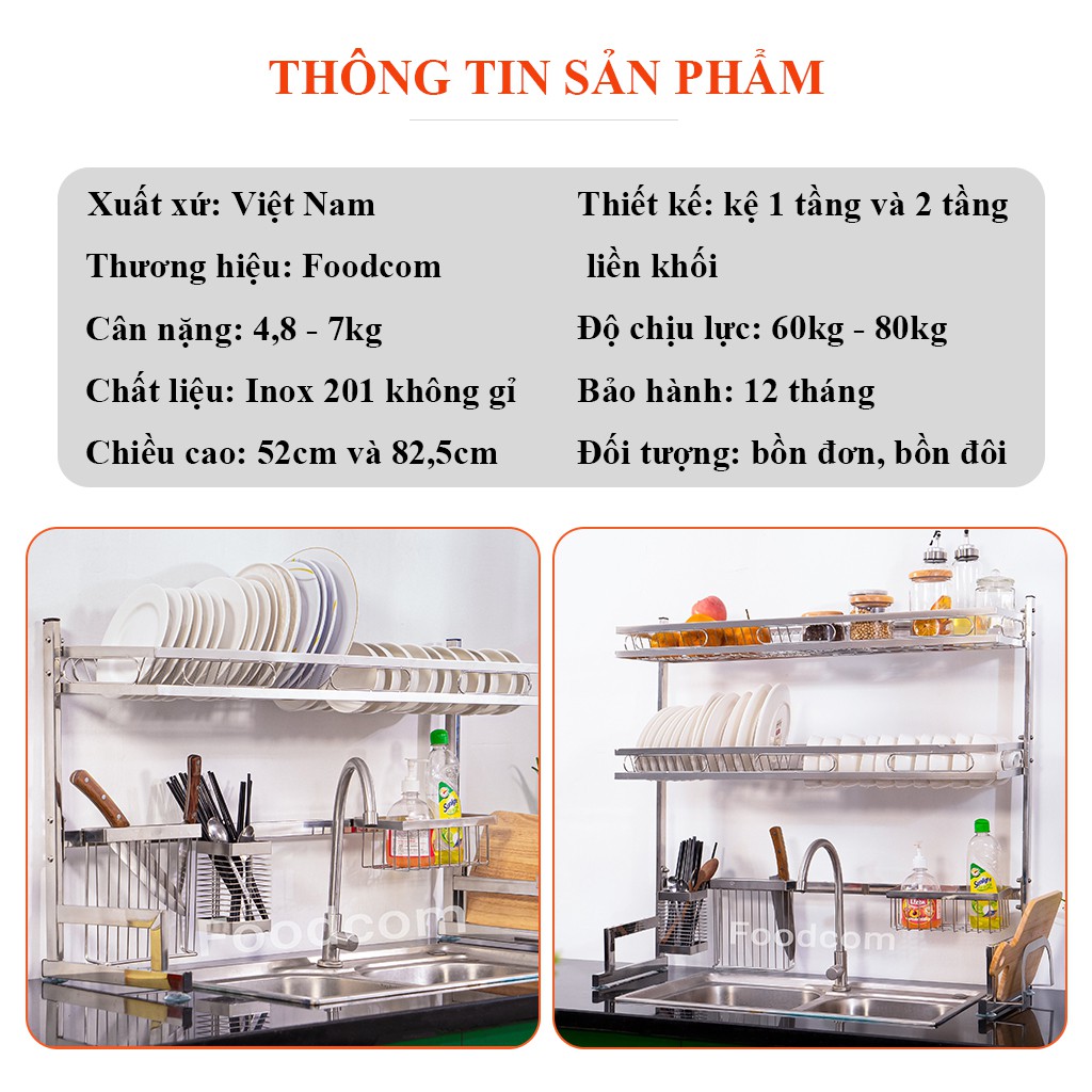 Kệ chén bát thông minh để bồn rửa - Foodcom - Made in Việt Nam - Nhiều size | BigBuy360 - bigbuy360.vn