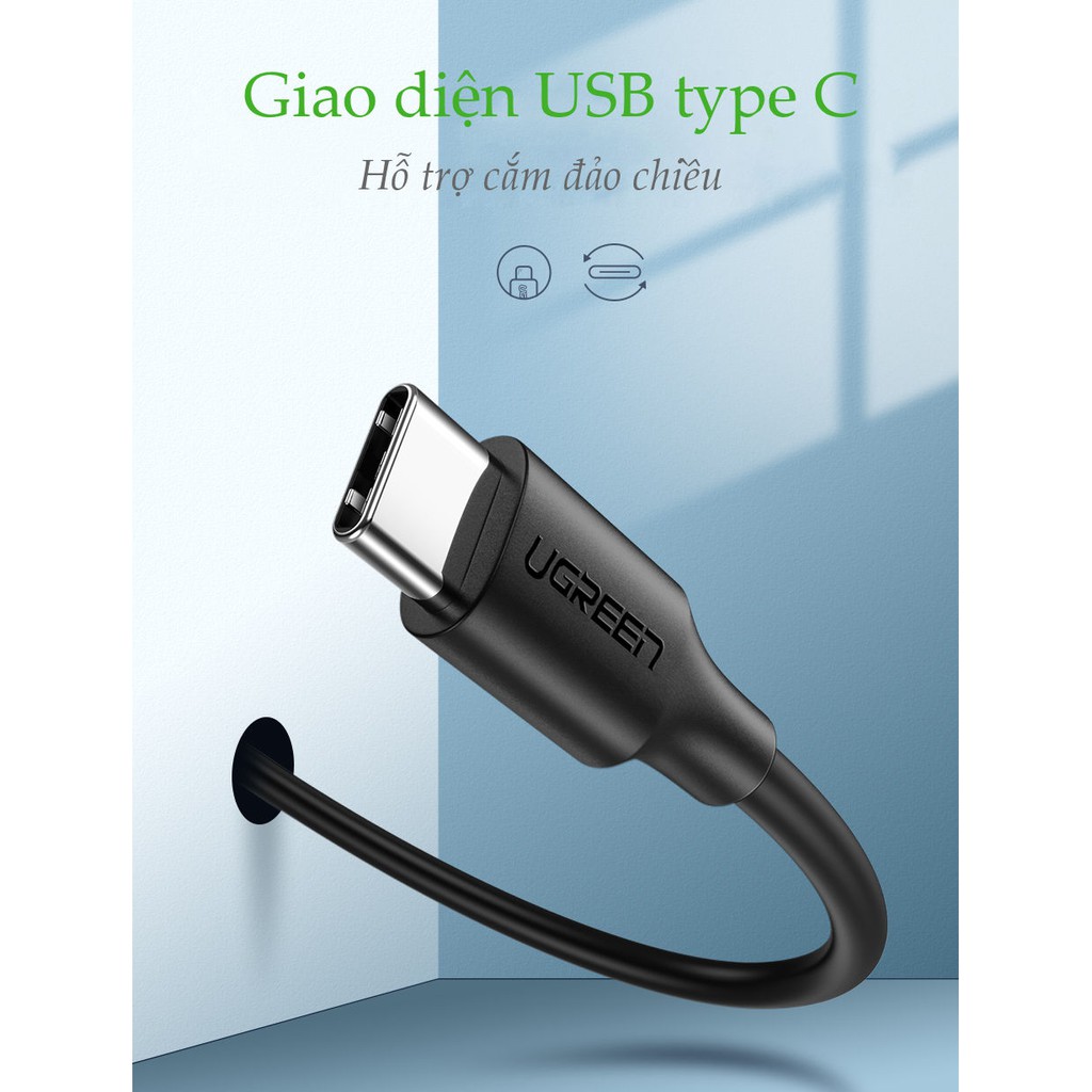 Cáp sạc nhanh USB 2.0 sang USB type C hỗ trợ dòng 3A độ dài từ 0.25-2m UGREEN US287