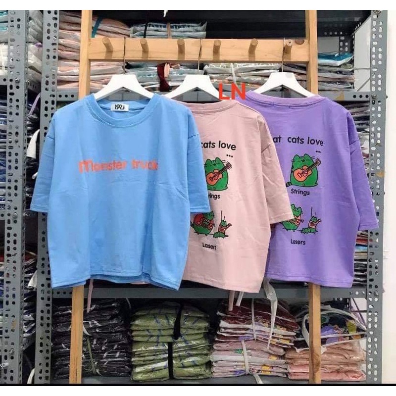 Áo croptop 4 con mèo xanh TH6