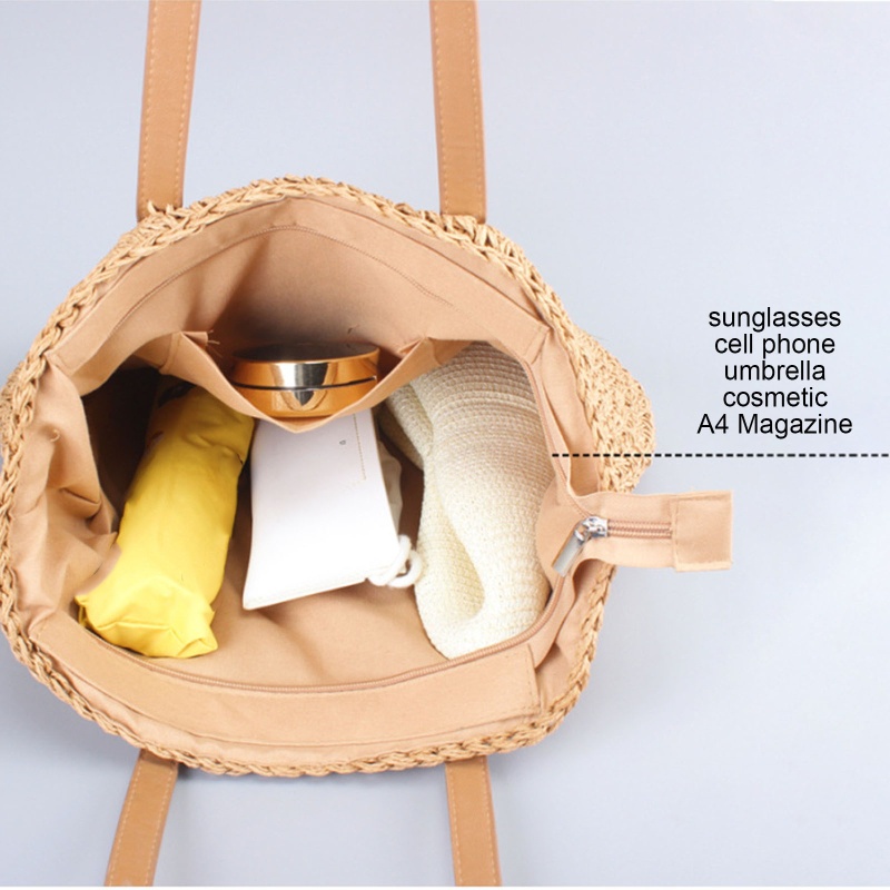 Túi Xách Tote Đan Rơm Thủ Công Cỡ Lớn Thời Trang Mùa Hè Cho Nữ