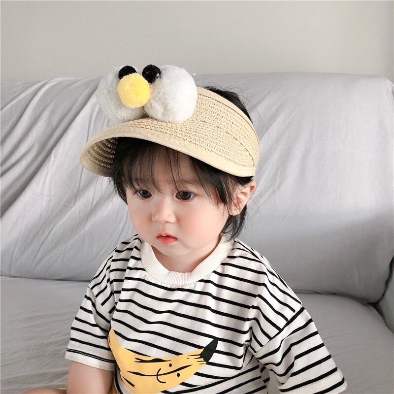Mũ cói nửa đầu hình dễ thương cho bé