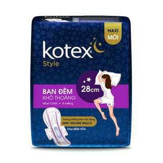 Băng vệ sinh Kotex ban đêm 28cm. gói 8 miếng. lốc 8 gói.