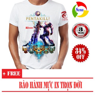 Áo thun 3D Liên Minh Huyền Thoại Riven Quán Quân Pentakill LOLRIV04 (Trắng)