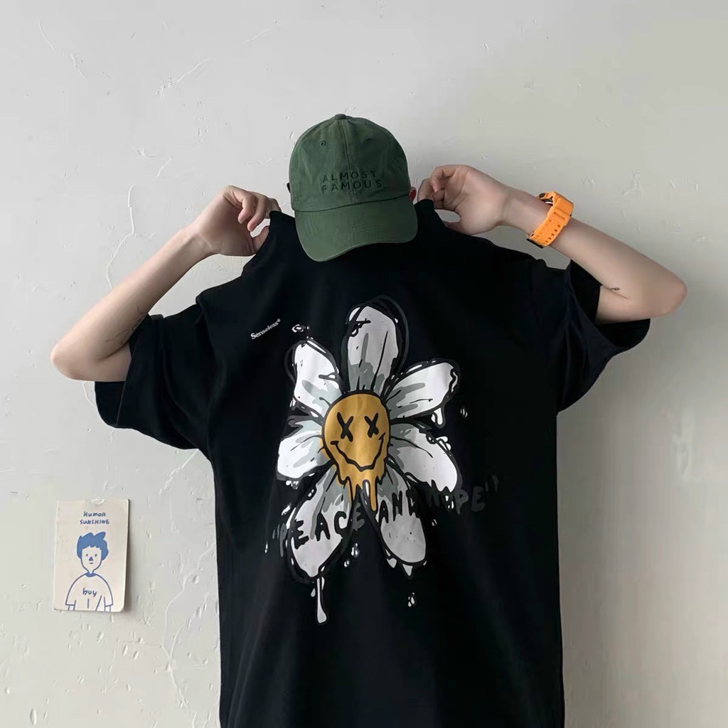 Áo Thun Tay Lỡ Unisex (Bông cúc cười) từ 40 kg đến 70kg